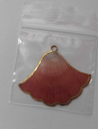 Gold dipped fan seashell necklace charm pendant