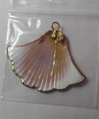 Gold dipped fan seashell necklace charm pendant