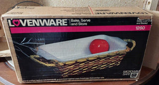 Anchor Hocking Lovenware loaf and basket, new in box. Rare set.