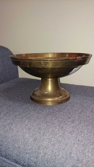 Large Brass pedestal compote, bowl. Has original tag.