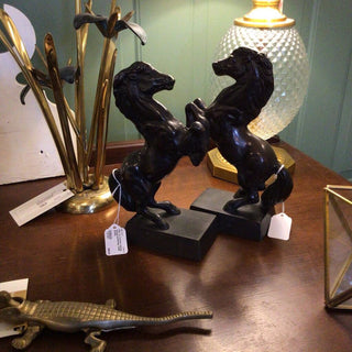 Pair of bronze rearing horse bookends CMS (PAIR)