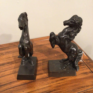 Pair of bronze rearing horse bookends CMS (PAIR)