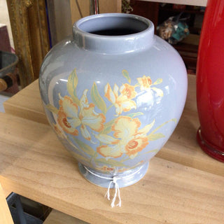 BK Vintage Blue Floral Vase, Handpainted, Signed, Japan.