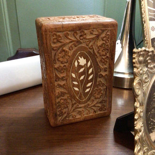 ERT wood carved inlay box made in India