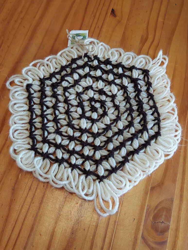 Crochet Loom brown and cream Octagon Trivet Potholder – Jackson Square