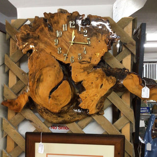 Large burl wood clock