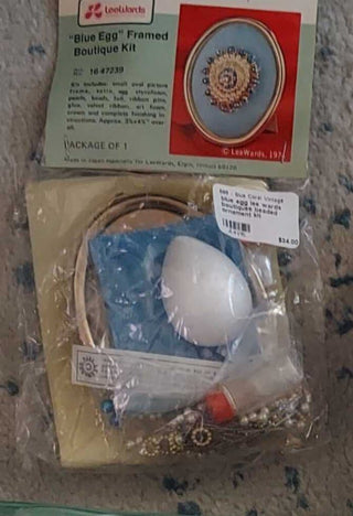 NOS - 1974 Blue Egg Framed Boutique Ornament Kit, by LeeWards