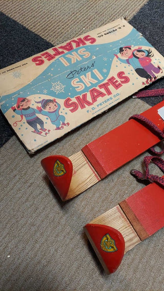 Vintage Childs Peters' Ski Skates by FD Peters Co, Inc. 1928 kids ski skate with original box.