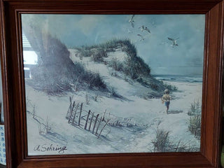1975 - A Day at The Beach - Adolf Sehring - Framed Signed Lithograph Print