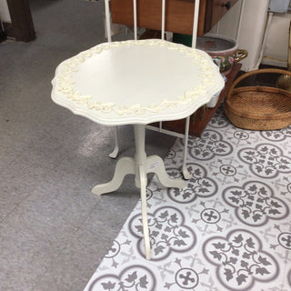 C - Cream Pedestal Foldover Side Table