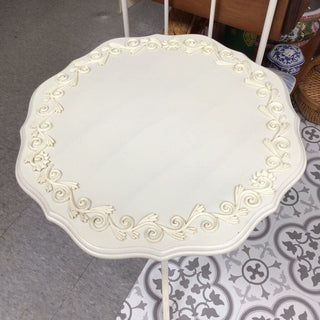 C - Cream Pedestal Foldover Side Table