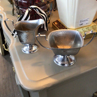 Silver cream and pitcher set