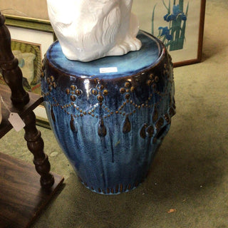 Garden stool blue/brown glaze