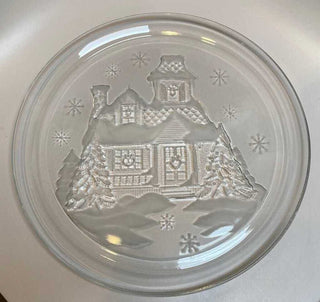 D'Arques Arcoroc France Crystal Glassware "Welcome Home" 13" Platter Christmas