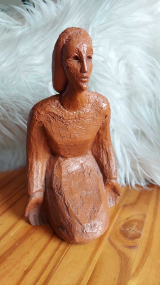 Vintage Abbey Press 1972, St. Meinrad Sculpture, Figure, Woman Figure, Kneeling Woman, Modernist Sculpture
