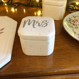 "Mrs." Ceramic Trinket Box + Lid - New