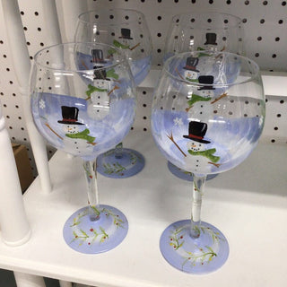Handpainted Snowman wine glasses (SET of 4)