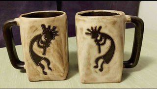 Kokopelli Dancer and Cactus ARTISAN mug by MARA STONEWARE