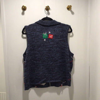 Xmas Sweater Vest (Studio) Blue w/ Snowmen LG