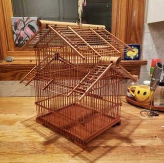 Vintage Pagoda Style Bamboo/Wood 2 Teir Roof Hanging Bird Cage