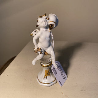 German Porcelain Angel w Crystal & Gold 4.5"