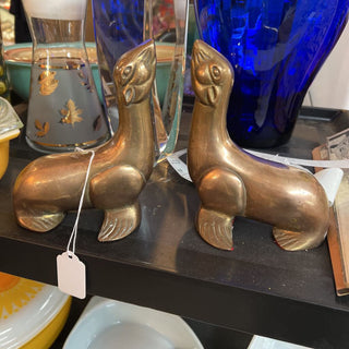 Brass seal bookends pair