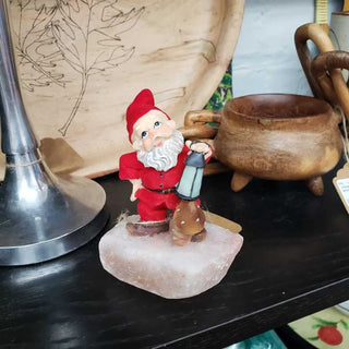 Jolly Elf with shrooms on rose quartz