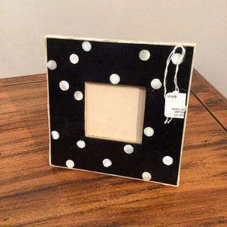 Dept. 56 polka-dot black & white frame DNC