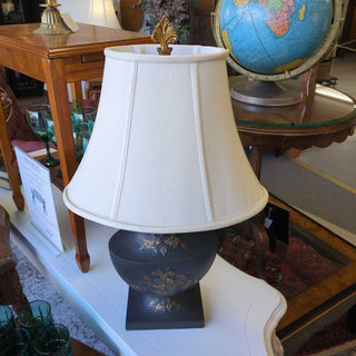 Vintage Black Lamp with Ivory Shade