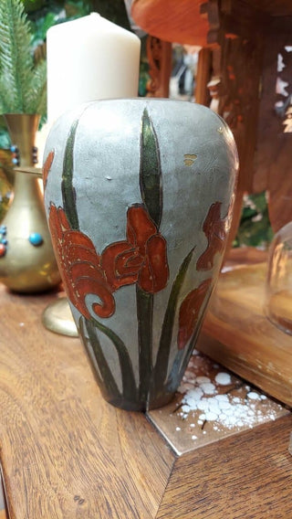 VINTAGE BRASS CLOISONNE ENAMEL VASE - The Import Collection - MADE IN INDIA