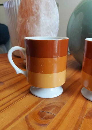 Pair of 1970's Holt Howard Color-block Retro Ceramic Mug - made in Japan FIRM