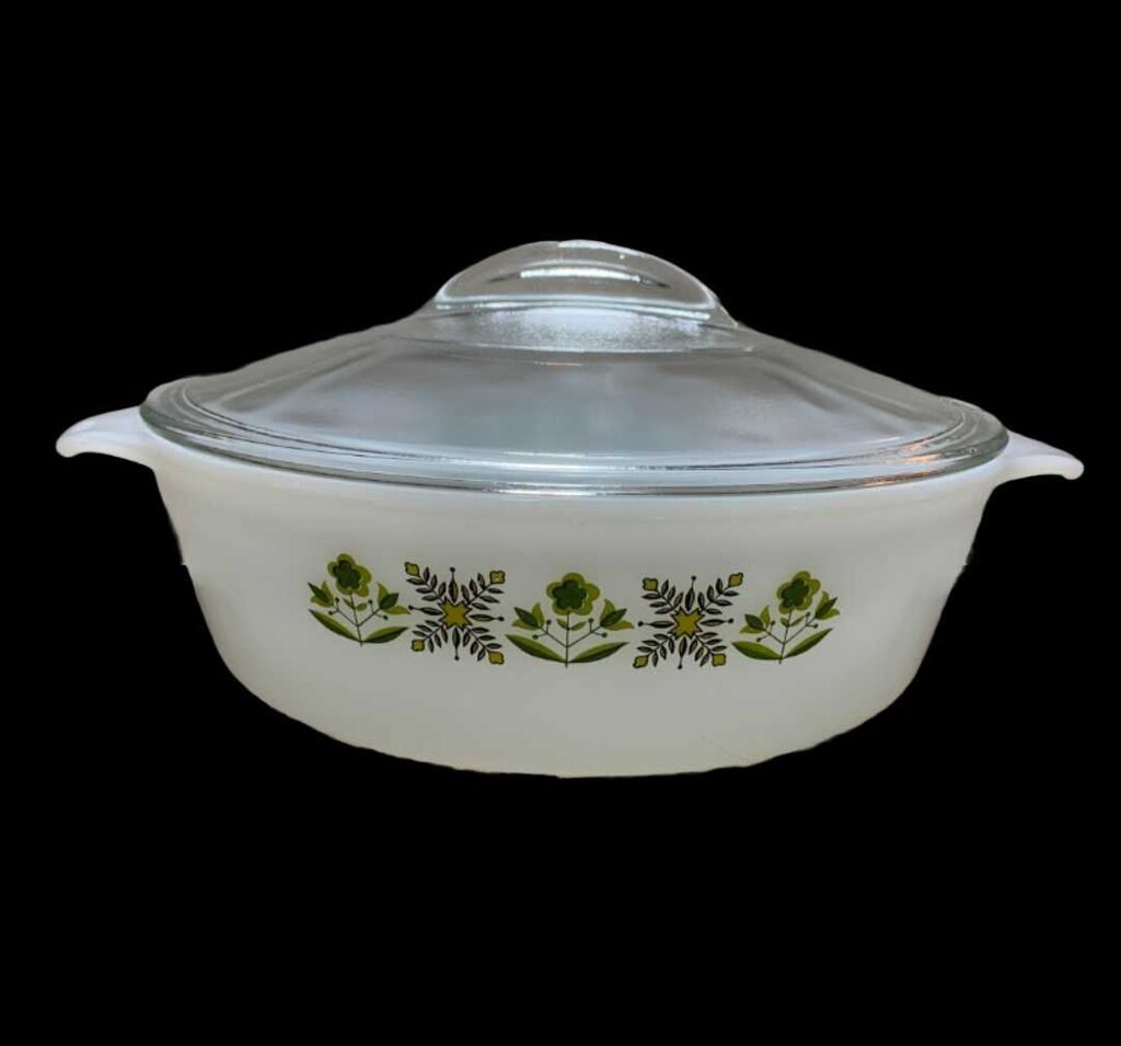 Anchor Hocking Fire-King 1 1/2 Qt. #437 Casserole Dish Meadow Green with lid