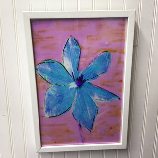 Pink and blue flower altered photo By Chicago Artist Tricia Koning