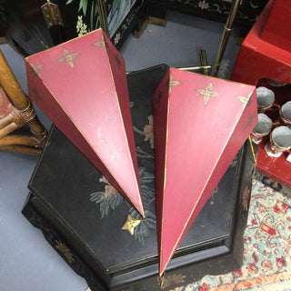 pair of red tole wall sconces - early 00s