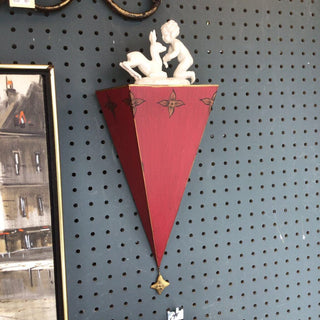 pair of red tole wall sconces - early 00s
