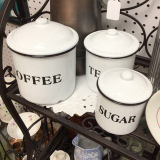 3-piece enamelware canister set (1 of 3)
