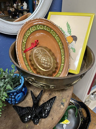 Glazed terra cotta oval dish