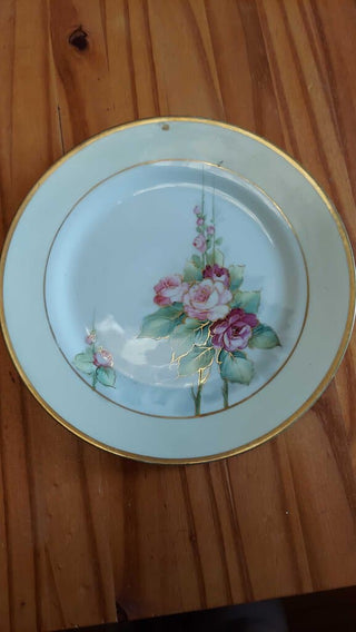 Antique Nippon Hand-Painted Rose Porcelain Plate 7.5"
