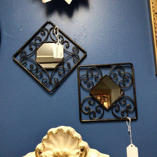 Pair of 6"sq. Metal-framed mirrors (1 of 2)