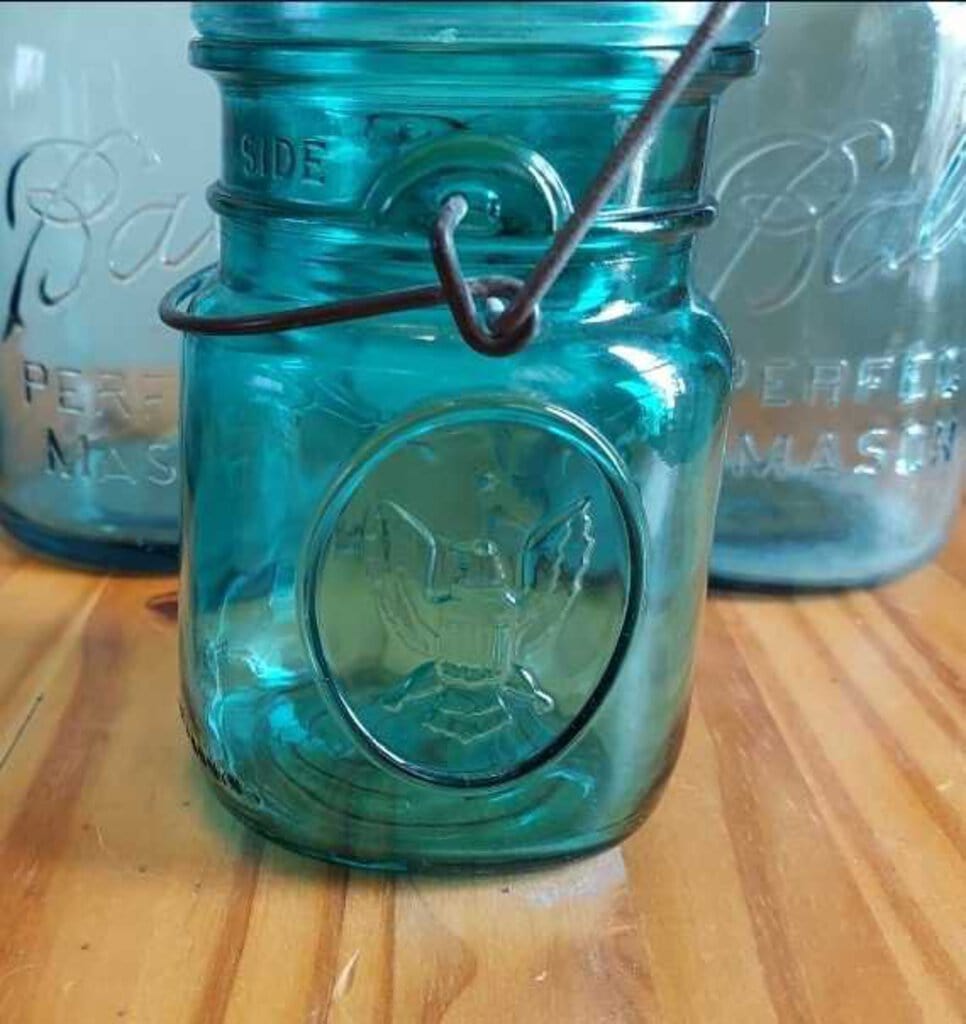 Blue Ideal Mason Jar With Glass Lid, Ball Ideal Wire Side Mason Jar, Ball  Ideal Wire Side Canning Jars, Cornflower Blue Mason Jar 