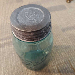 1910-23 Ball Perfect Mason Blue Jar, Porcelain Lined Lid
