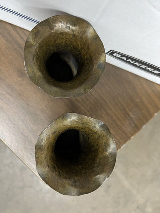 Pair WW2 trench art vases