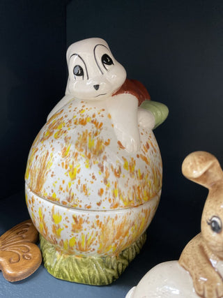 Easter Egg and Bunny Dish with Lid Sunshine Ceramic