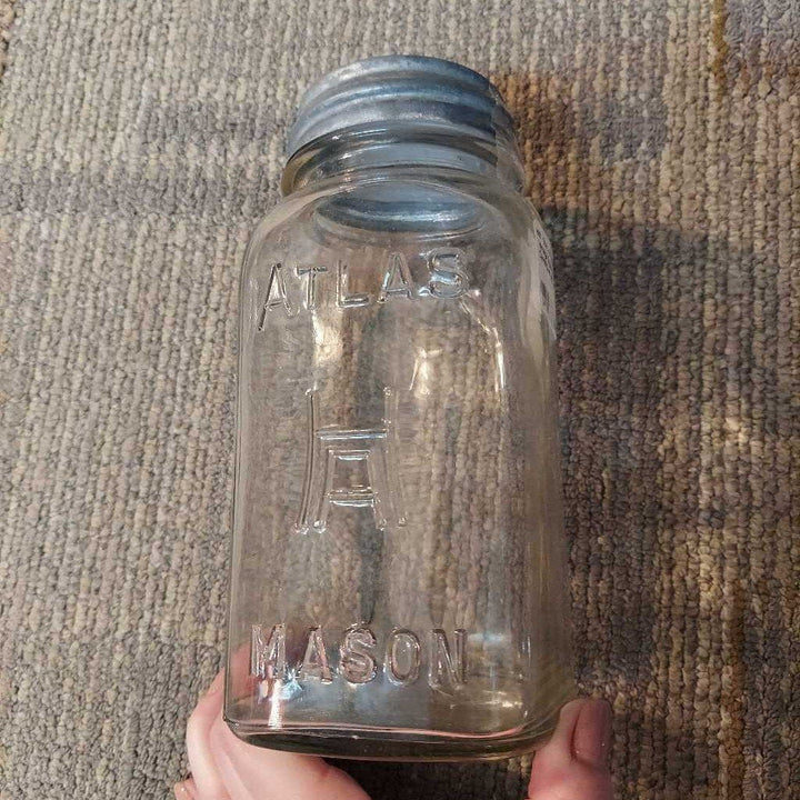 Vintage Square Atlas Canning Jar with Lid