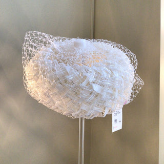 60s White Fascinator with Veil