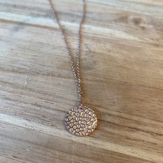 Necklace-Hammered Rose Gold Pendant