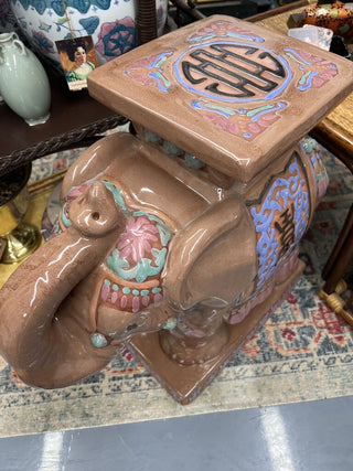 mid-century ceramic elephant garden stool AS IS