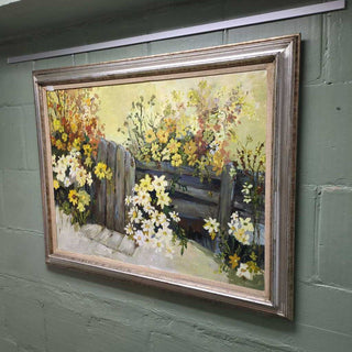 Large floral with gate oil painting