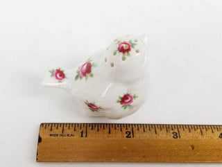 English Bone China Salt and Pepper Shakers Hammersley White with Pink Roses Pair Lovebirds Couple