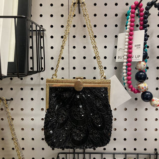 Black sequin evening purse